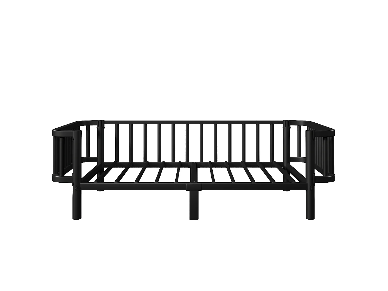 Sofá cama de metal 90 x 200 cm - Estructura robusta de acero - Somier de láminas metálicas - Diseño moderno - Negro (sin colchón)