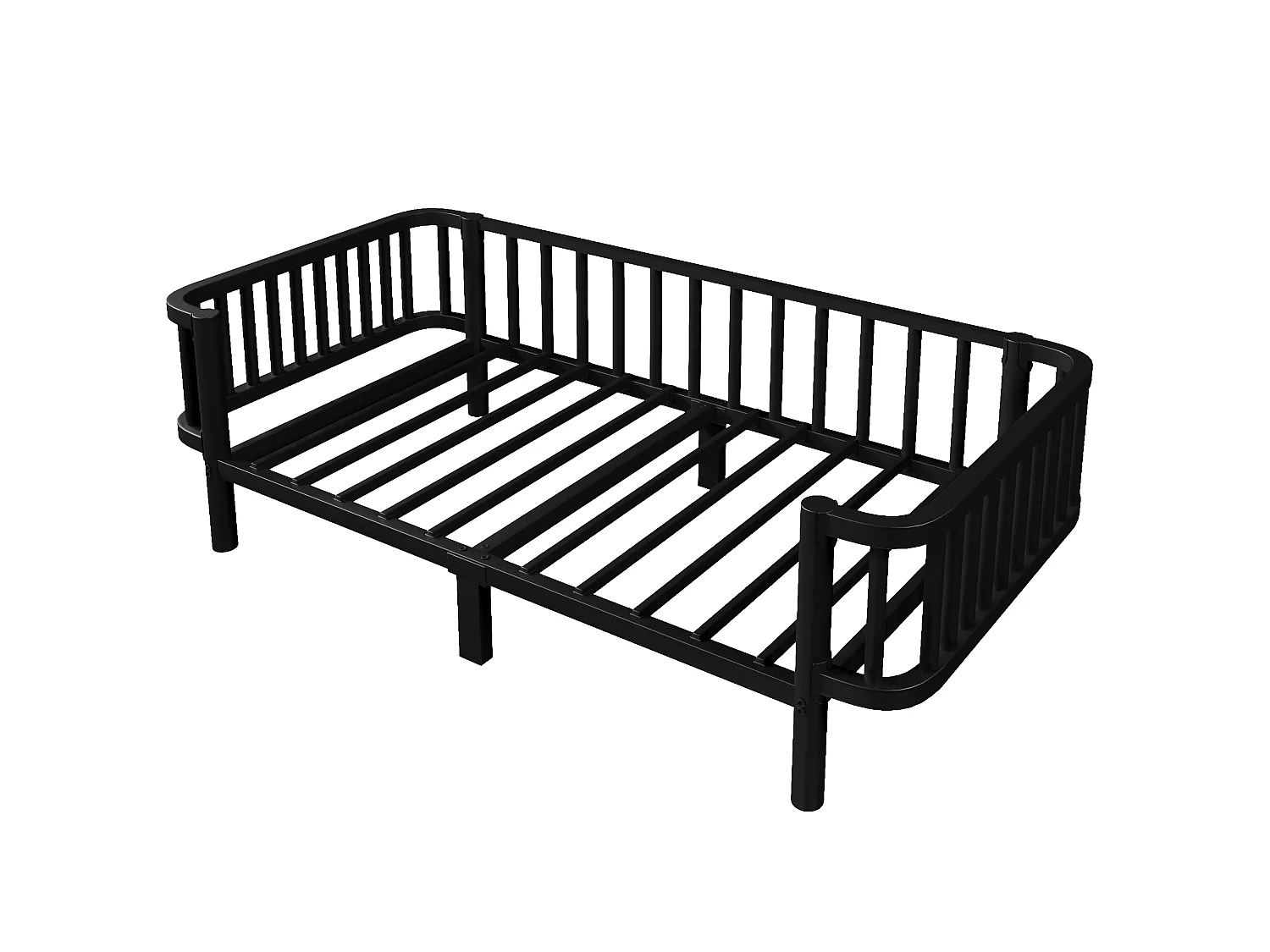 Sofá cama de metal 90 x 200 cm - Estructura robusta de acero - Somier de láminas metálicas - Diseño moderno - Negro (sin colchón)
