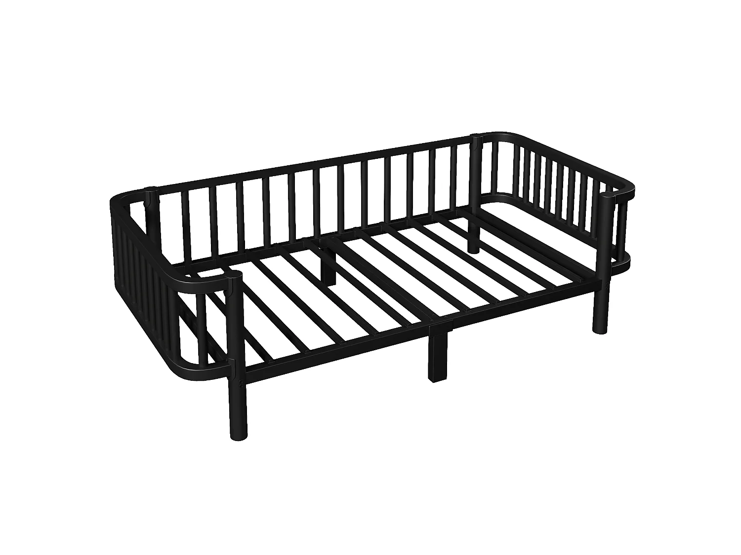 Sofá cama de metal 90 x 200 cm - Estructura robusta de acero - Somier de láminas metálicas - Diseño moderno - Negro (sin colchón)