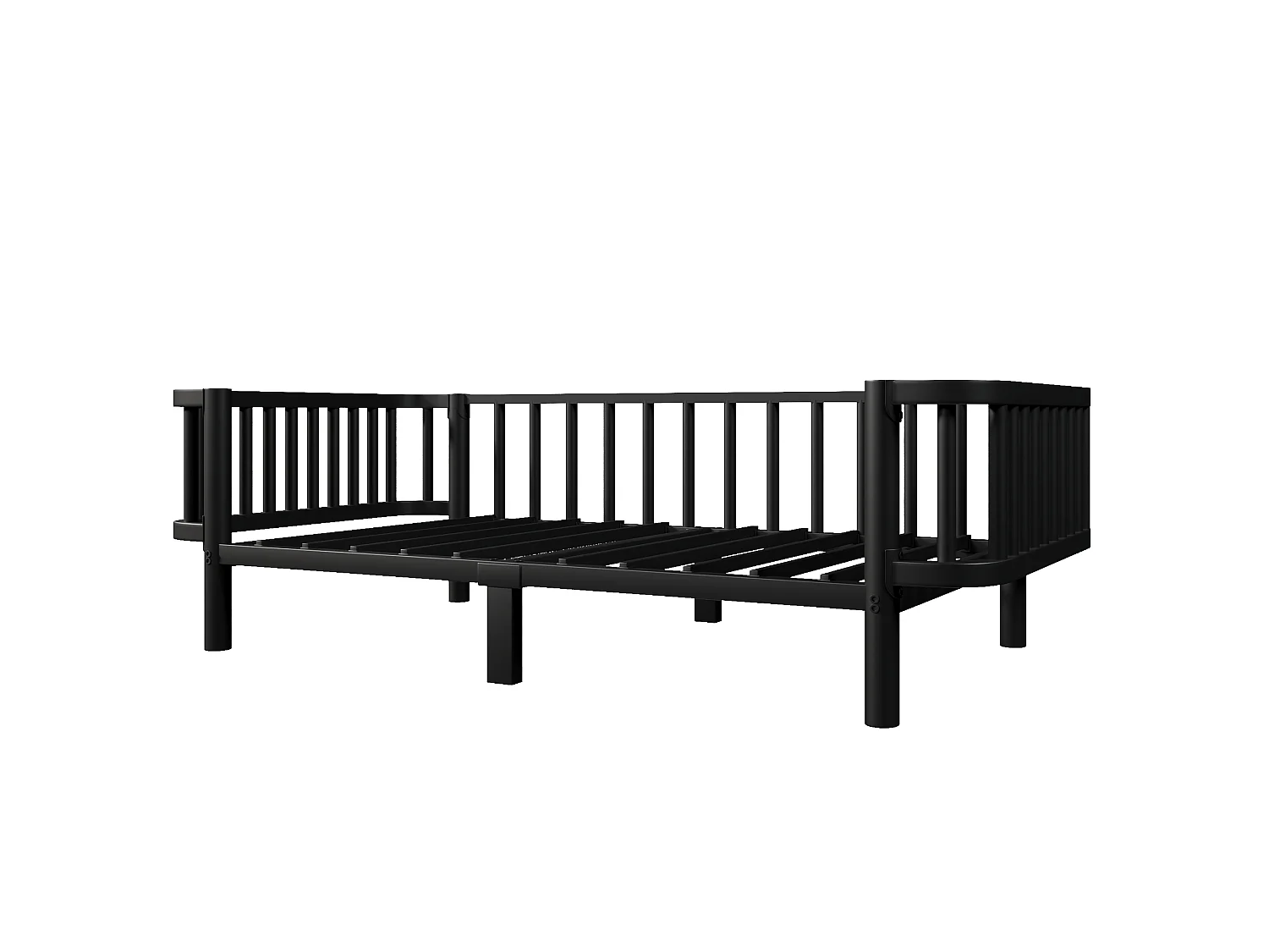 Sofá cama de metal 90 x 200 cm - Estructura robusta de acero - Somier de láminas metálicas - Diseño moderno - Negro (sin colchón)