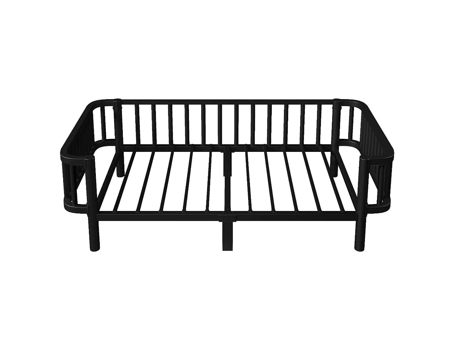 Sofá cama de metal 90 x 200 cm - Estructura robusta de acero - Somier de láminas metálicas - Diseño moderno - Negro (sin colchón)
