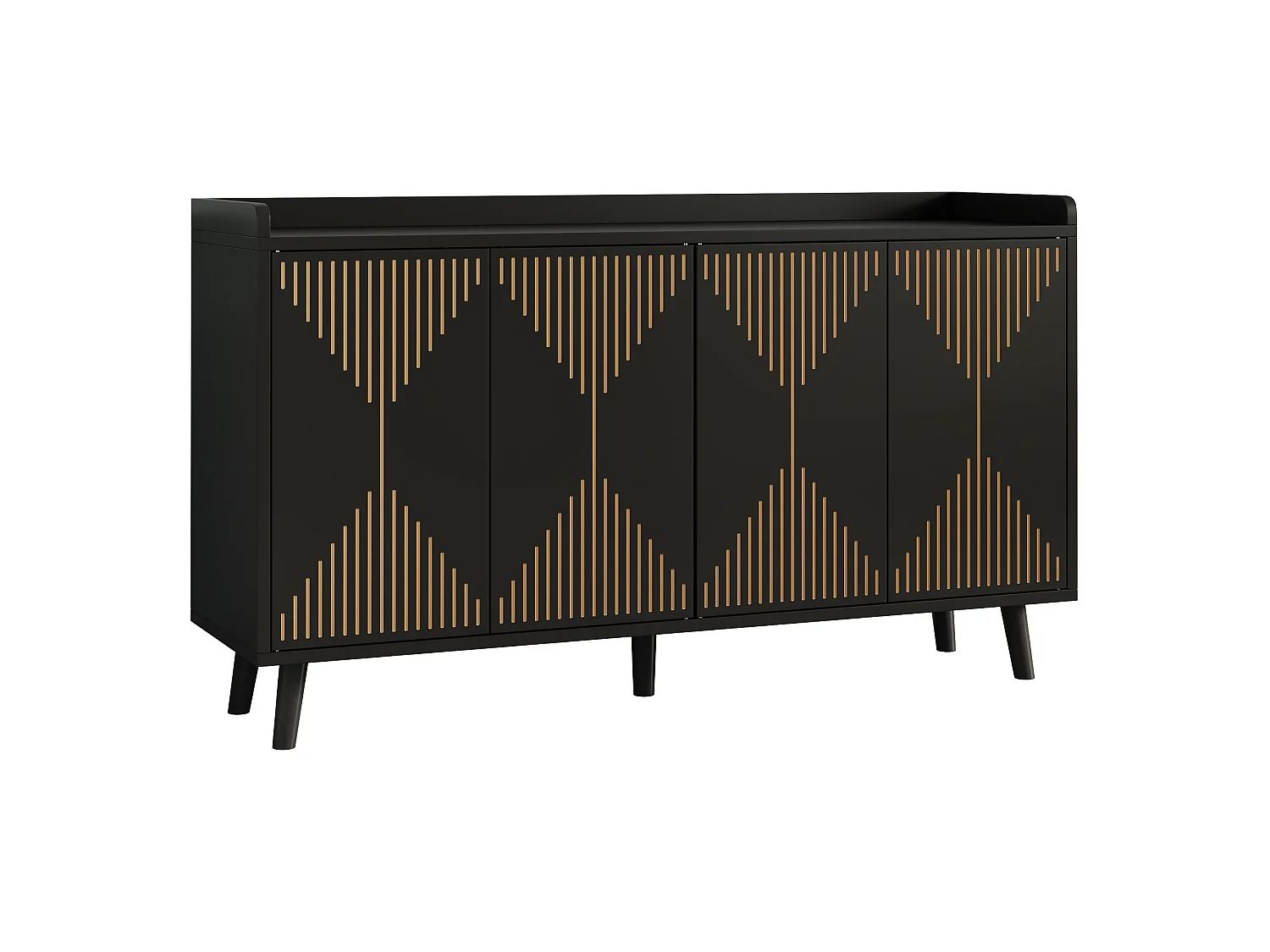 Moderne buffetkast 140x40x84cm - met 4 deuren en verstelbare planken - Zwart