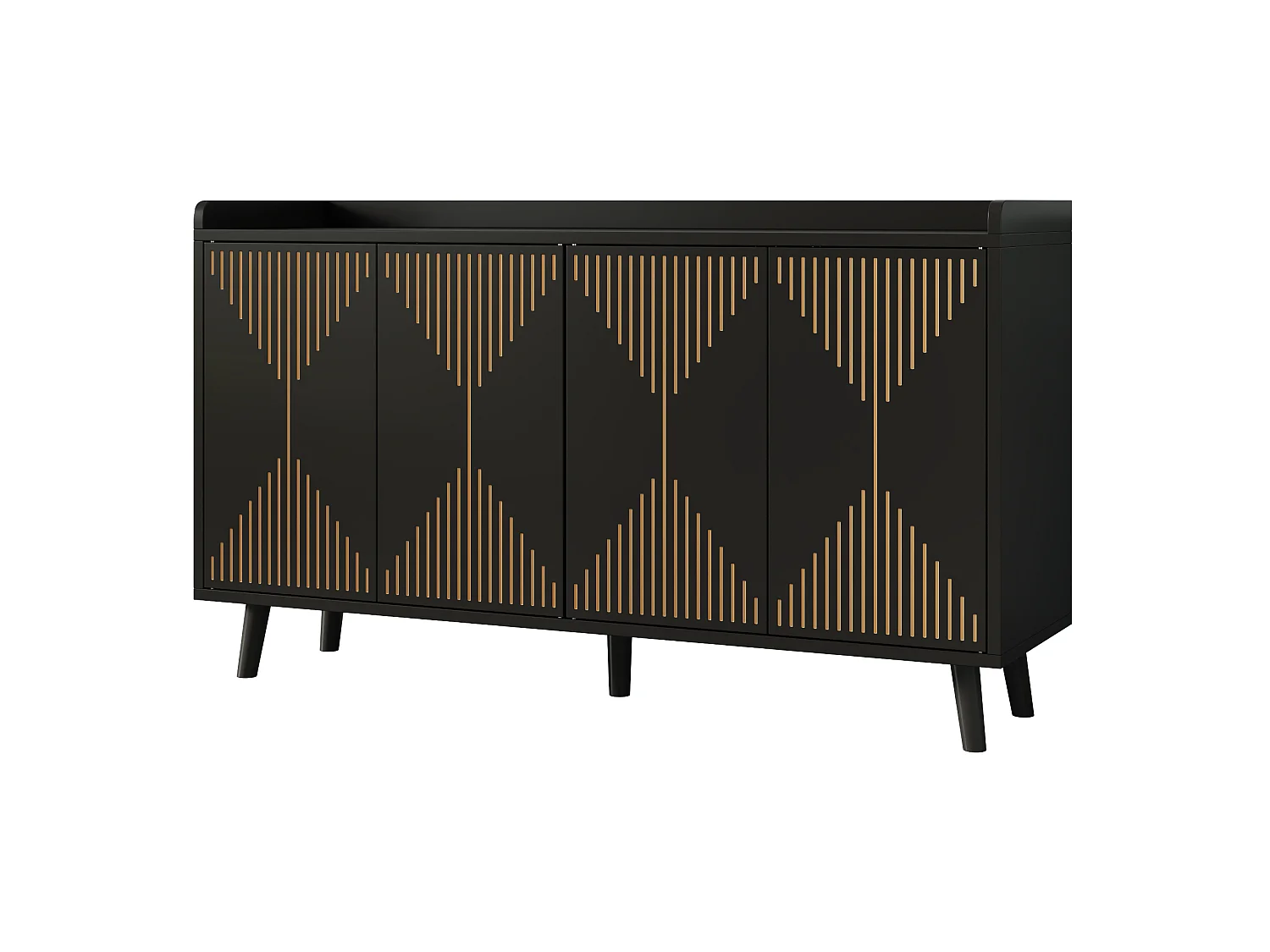 Moderne buffetkast 140x40x84cm - met 4 deuren en verstelbare planken - Zwart