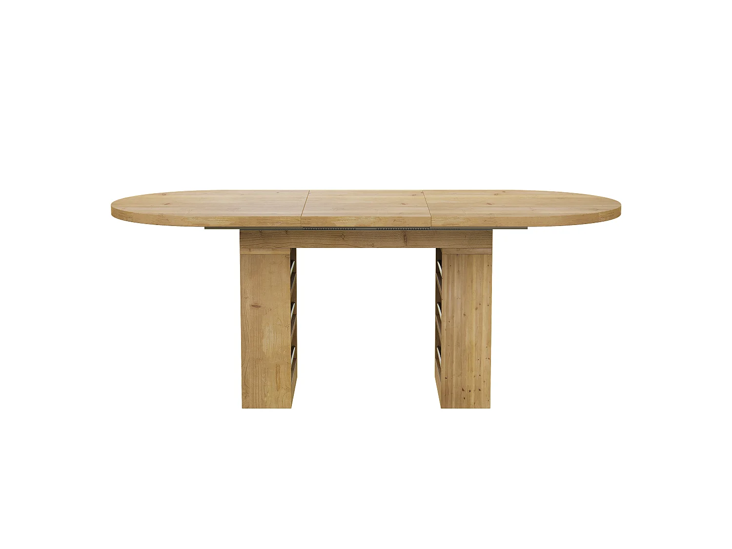 Table à manger extensible 150/200x90x76 cm - 6 à 8 personnes - Avec rangement - Plateau épais - Placage chêne - Naturel