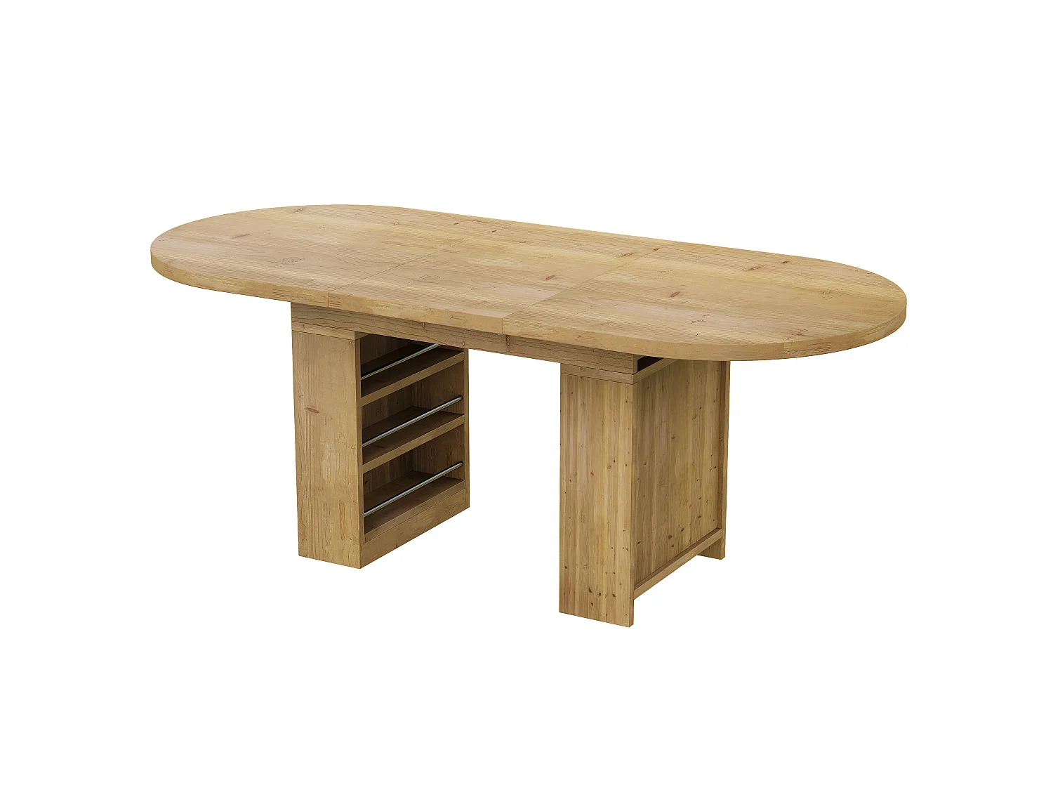 Table à manger extensible 150/200x90x76 cm - 6 à 8 personnes - Avec rangement - Plateau épais - Placage chêne - Naturel