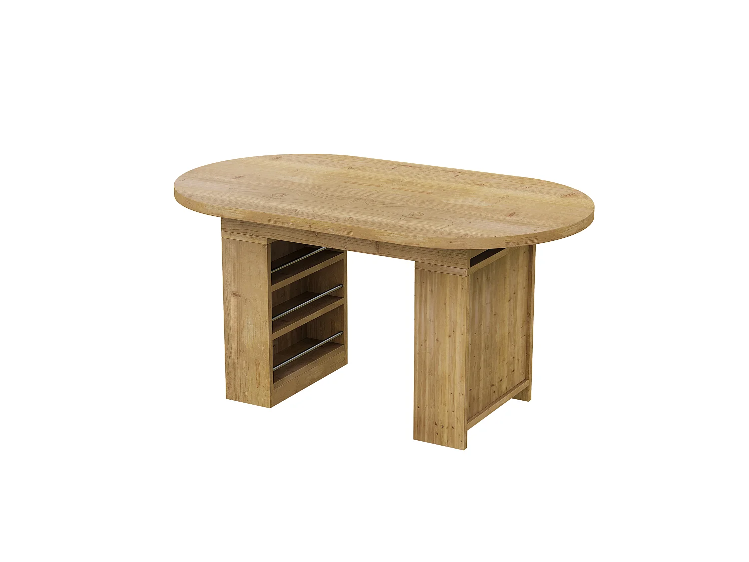 Table à manger extensible 150/200x90x76 cm - 6 à 8 personnes - Avec rangement - Plateau épais - Placage chêne - Naturel