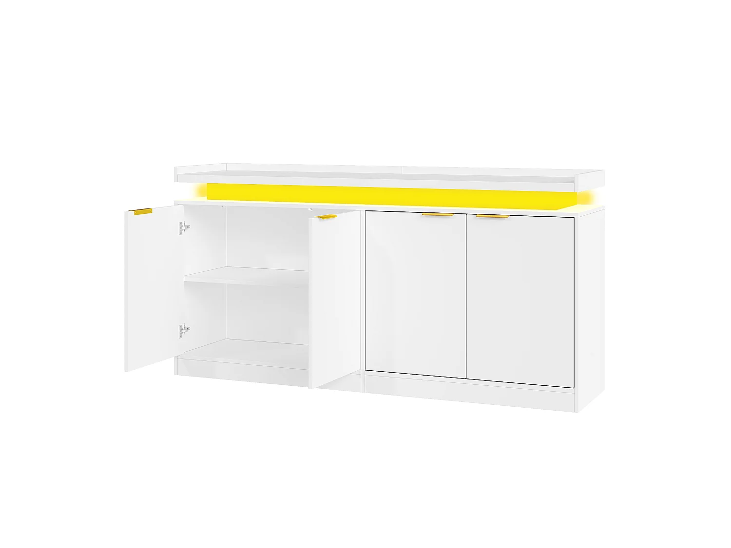 Buffet moderno 160x39x83cm - con 4 ante - con illuminazione LED - Bianco