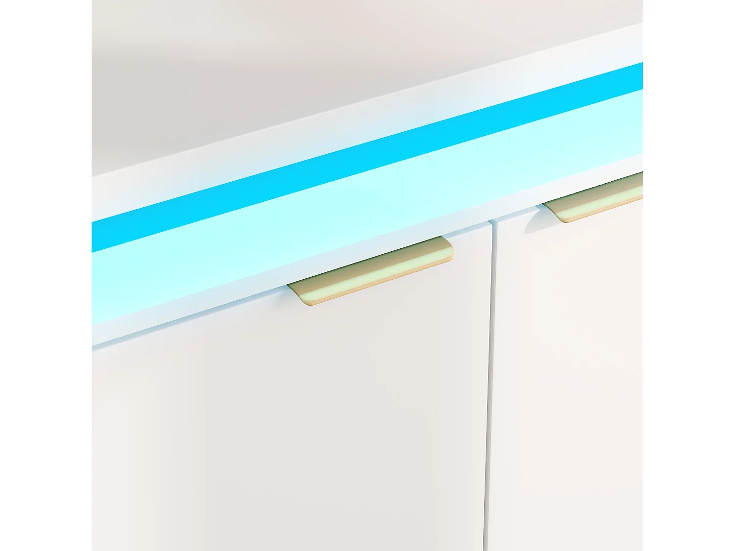 Buffet moderno 160x39x83cm - con 4 ante - con illuminazione LED - Bianco