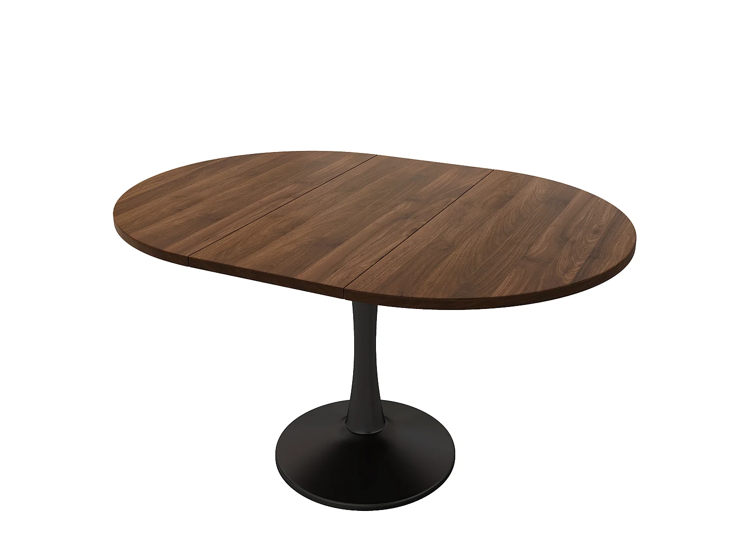 Ovale eetkamer tafel uitschuifbaar - 100/140x100x75 cm - 4 tot 6 personen - Moderne stijl - Notenfineer - Bruin