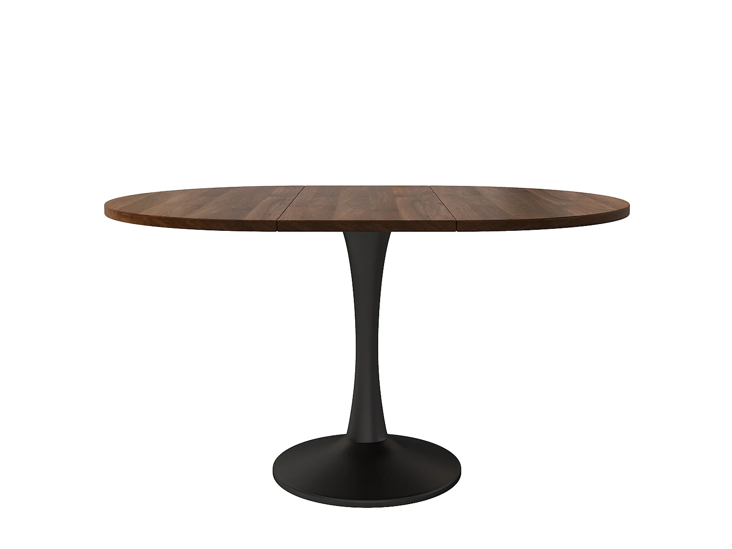 Ovale eetkamer tafel uitschuifbaar - 100/140x100x75 cm - 4 tot 6 personen - Moderne stijl - Notenfineer - Bruin