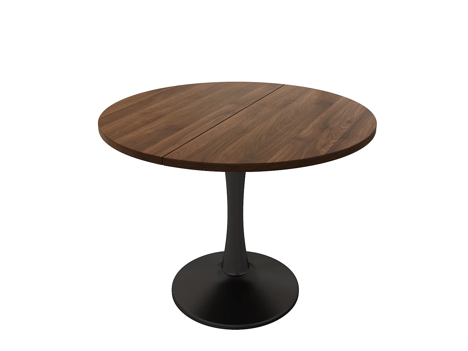 Ovale eetkamer tafel uitschuifbaar - 100/140x100x75 cm - 4 tot 6 personen - Moderne stijl - Notenfineer - Bruin