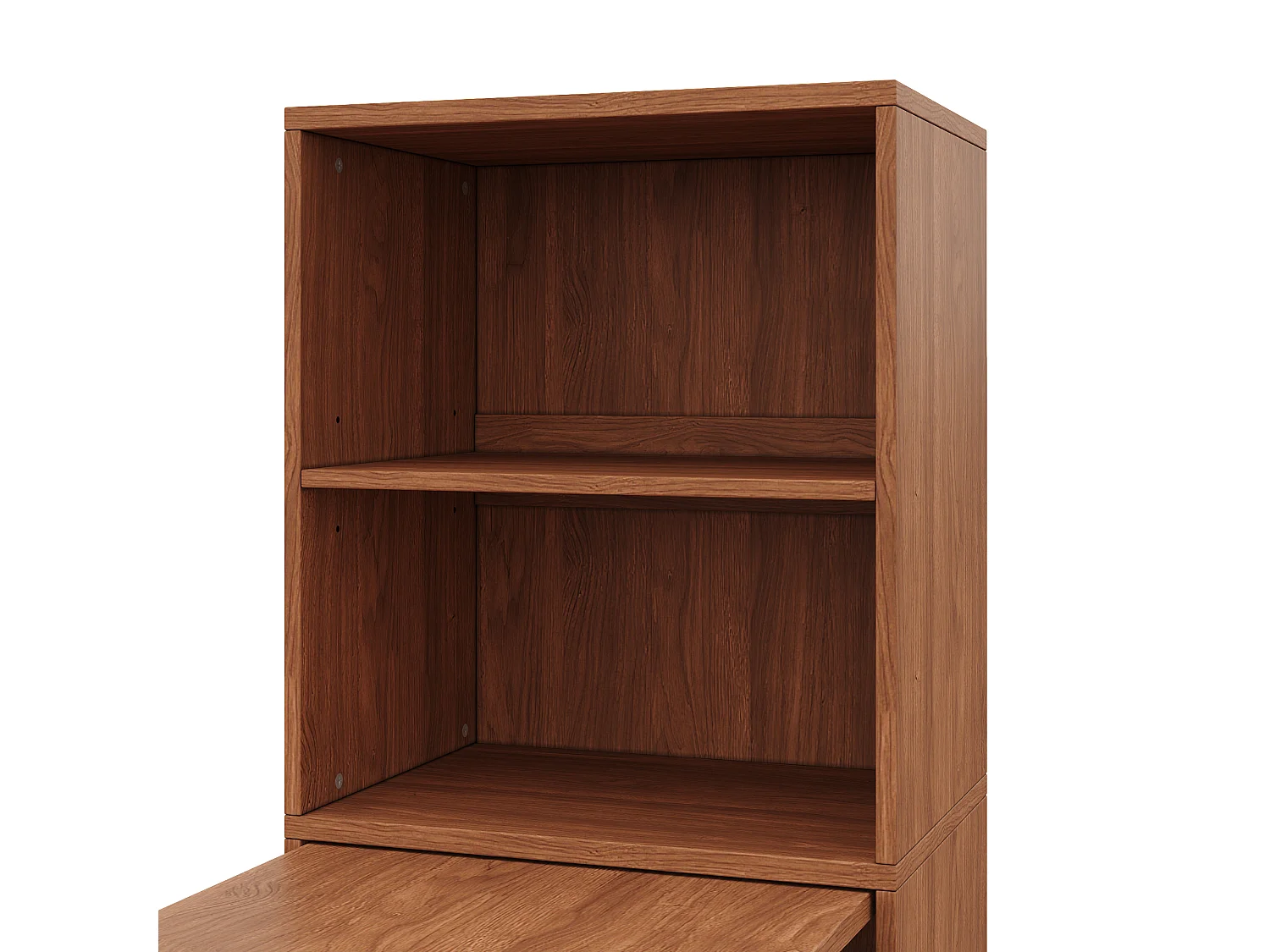 Bureau et bibliothèque pliable 130x51x137 cm - Roulettes - 4 compartiments de rangement - Placage noyer - Marron