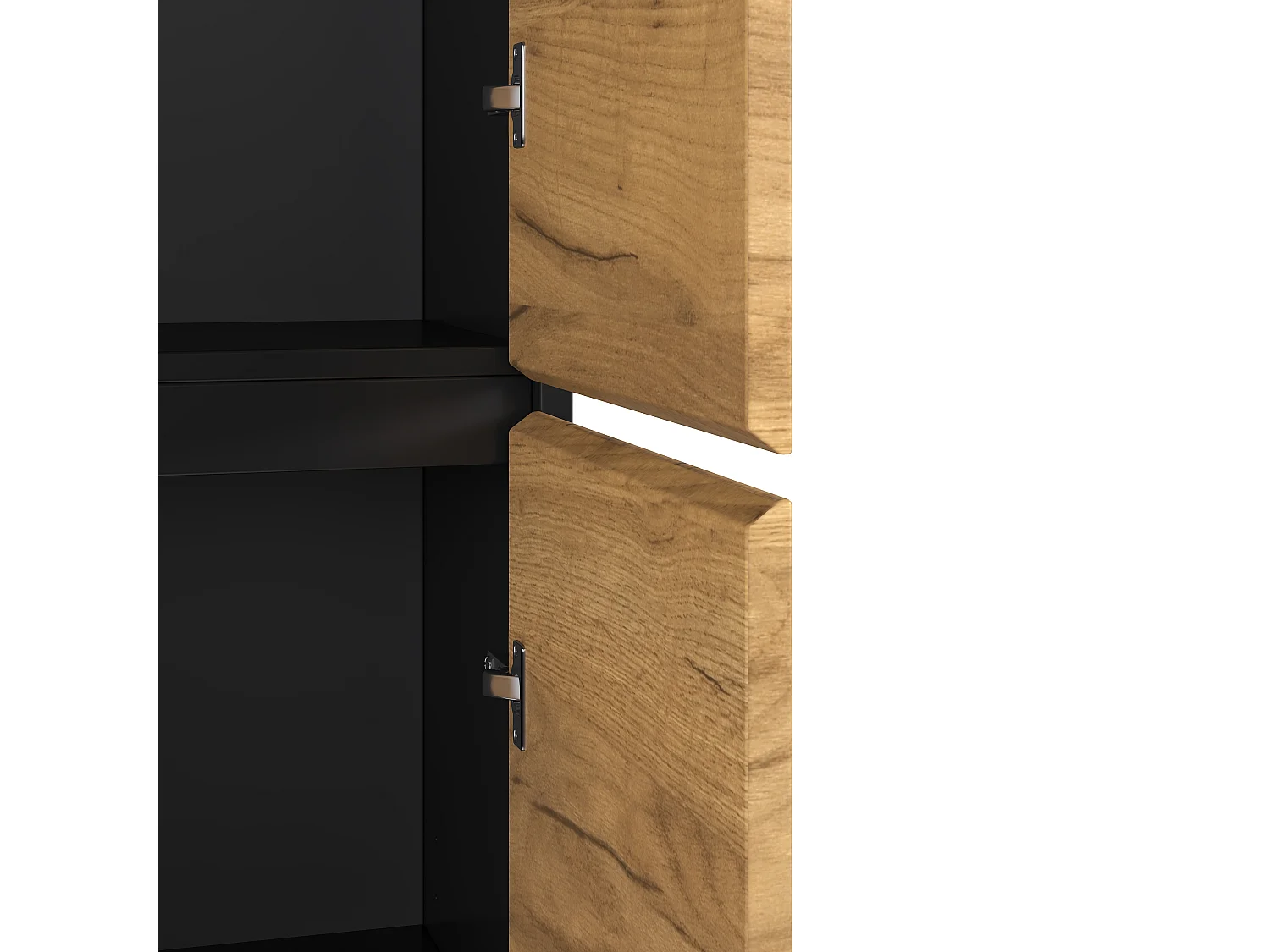 High cabinet, file cabinet 80x35x180 cm - 4 doors and adjustable shelves - Bookcase, storage furniture - Natural and black
