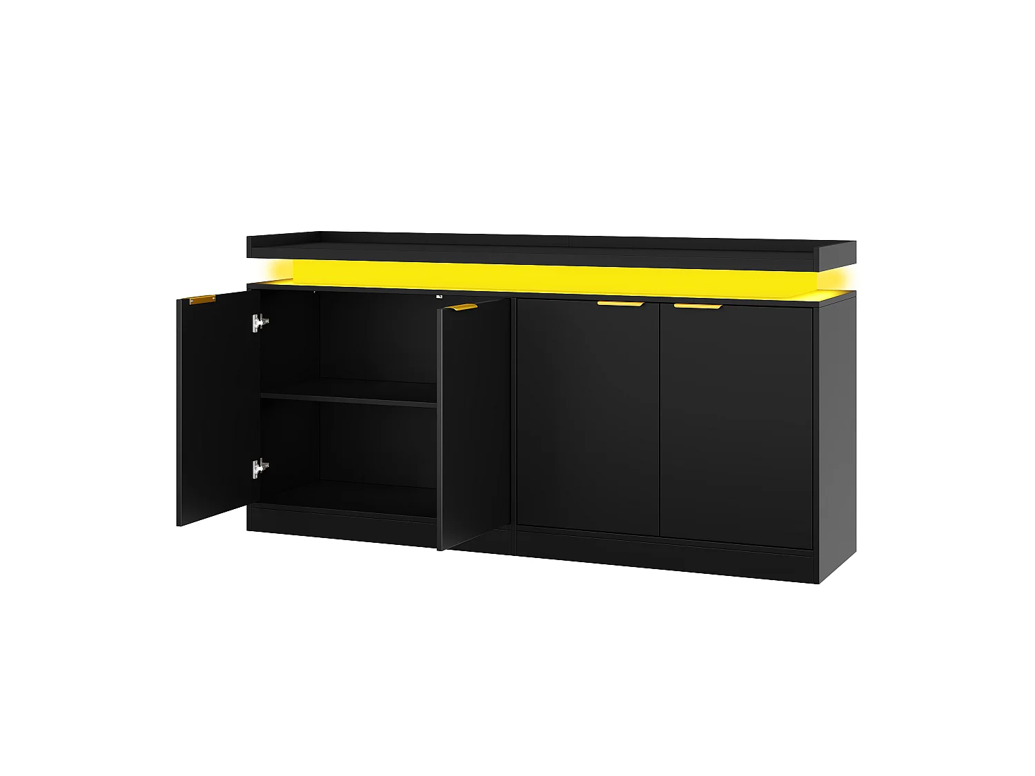 Moderne buffetkast 160x39x83cm - met 4 deuren - met LED-verlichting - Zwart