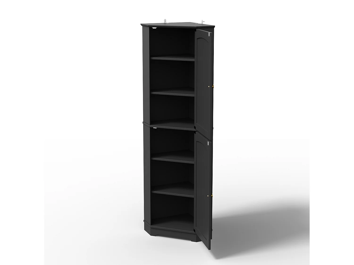 Hörnskåp för kök 42x42x166cm - med 2 dörrar - med justerbar hylla - Svart