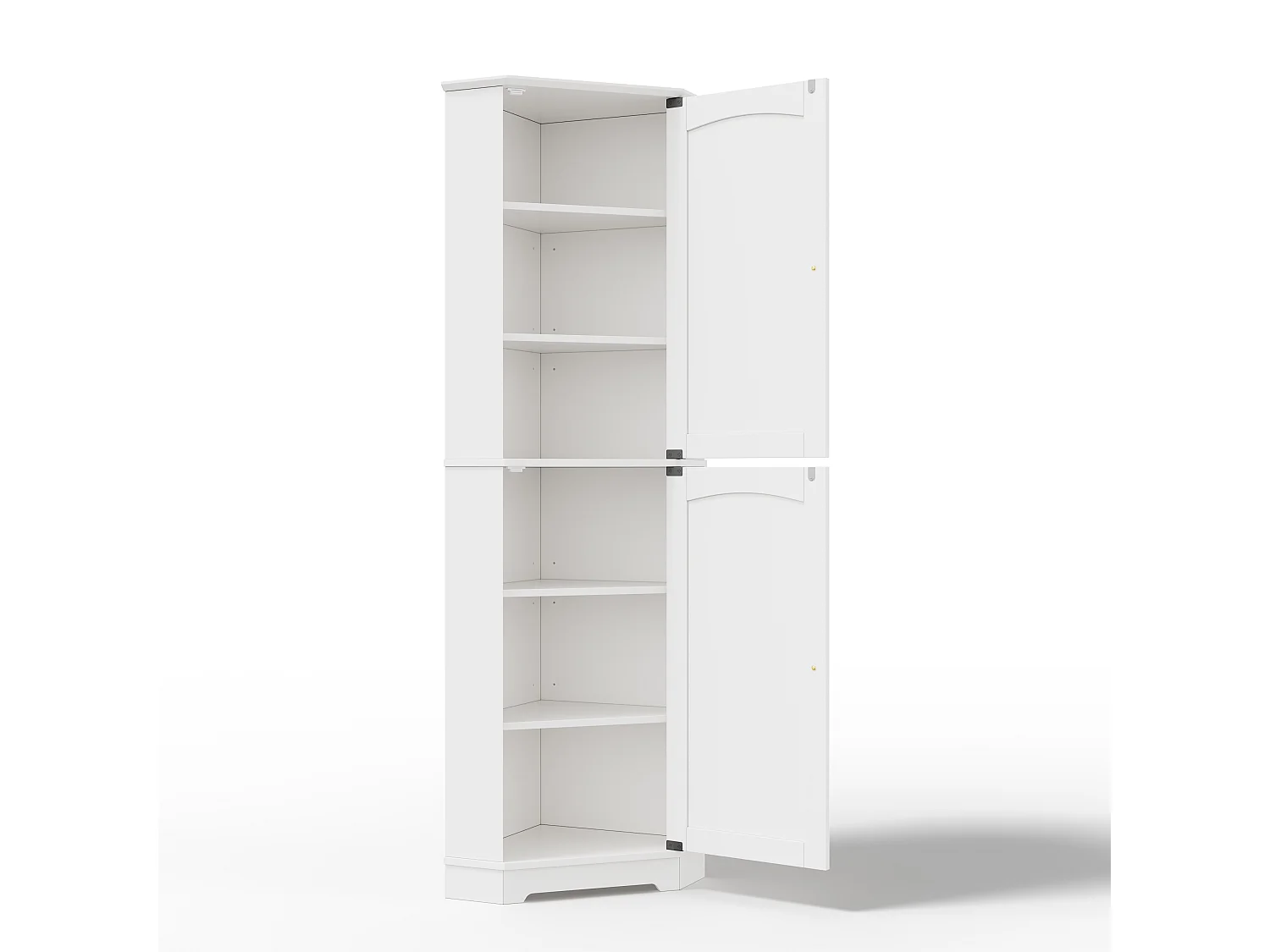 Hörnskåp för kök 42x42x166cm - med 2 dörrar - med justerbar hylla - Vit