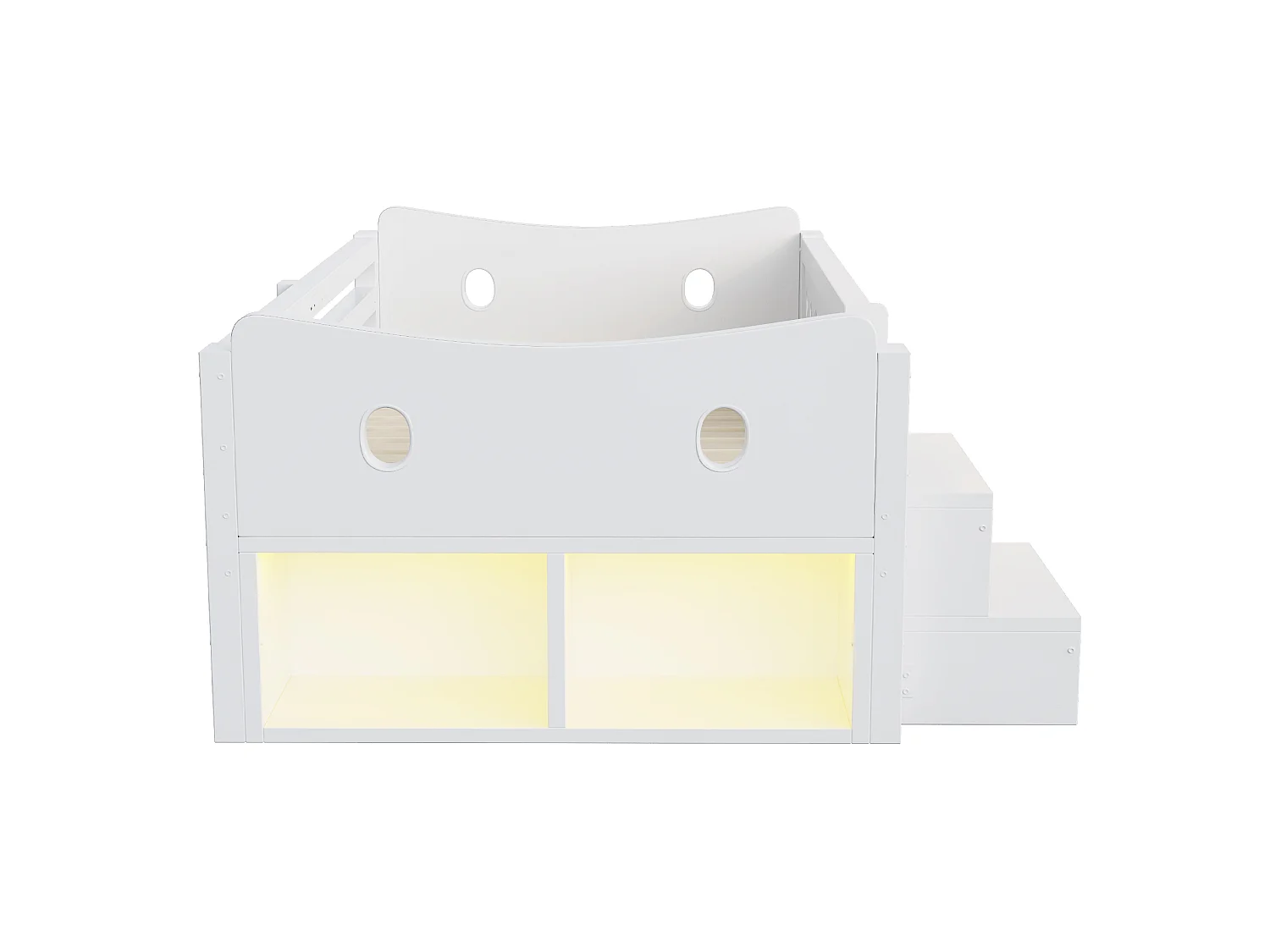 Kinderbed 90 × 200 cm - met 4 laden - met LED-verlichting - met USB + Type-C oplaadpoort - wit (matras niet inbegrepen)