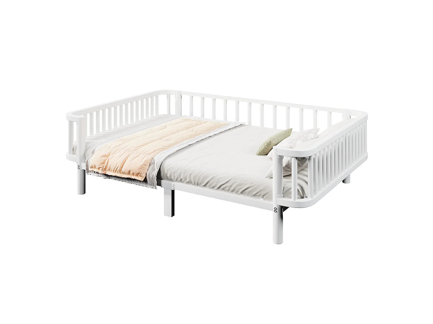 Sofá cama de metal 140x200 cm - Estructura robusta de acero - Somier de láminas metálicas - Diseño moderno - Blanco (sin colchón)