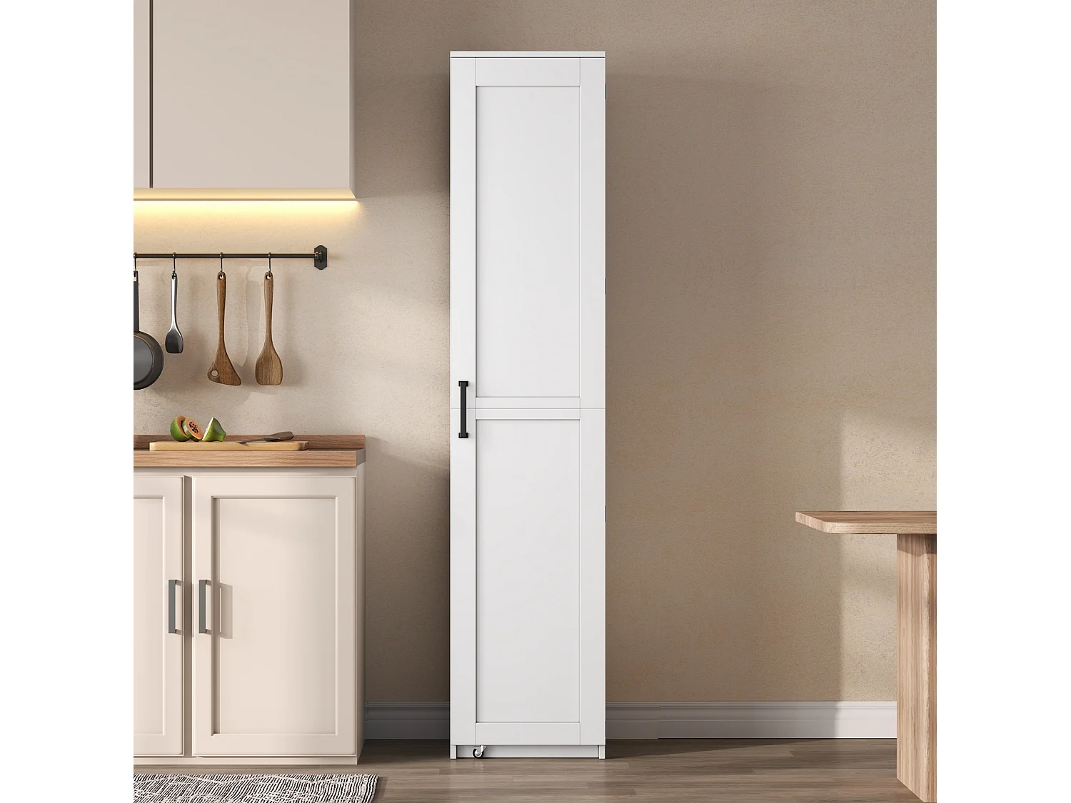 Mueble de cocina 40x40x183cm - con 1 puerta - estantes ajustables - con estante para especias - Blanco