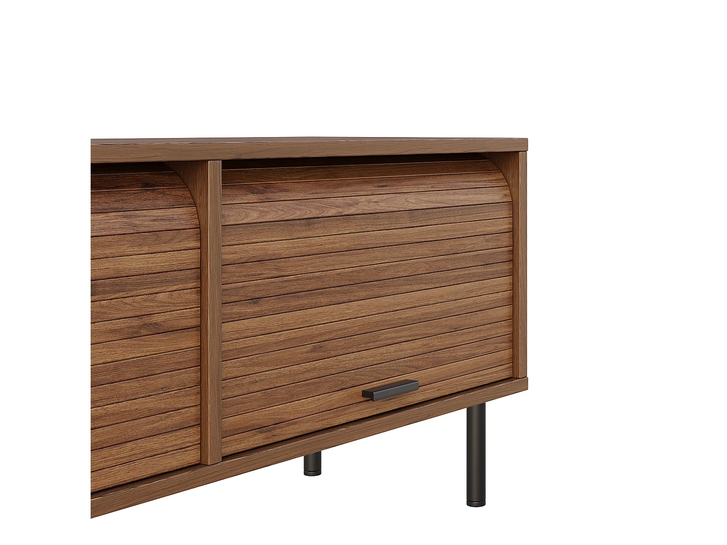 TV-Möbel 180x40x55cm - mit 3 Schiebetüren - schwarze Griffe - Metallfüße - Farbe Nussbaum
