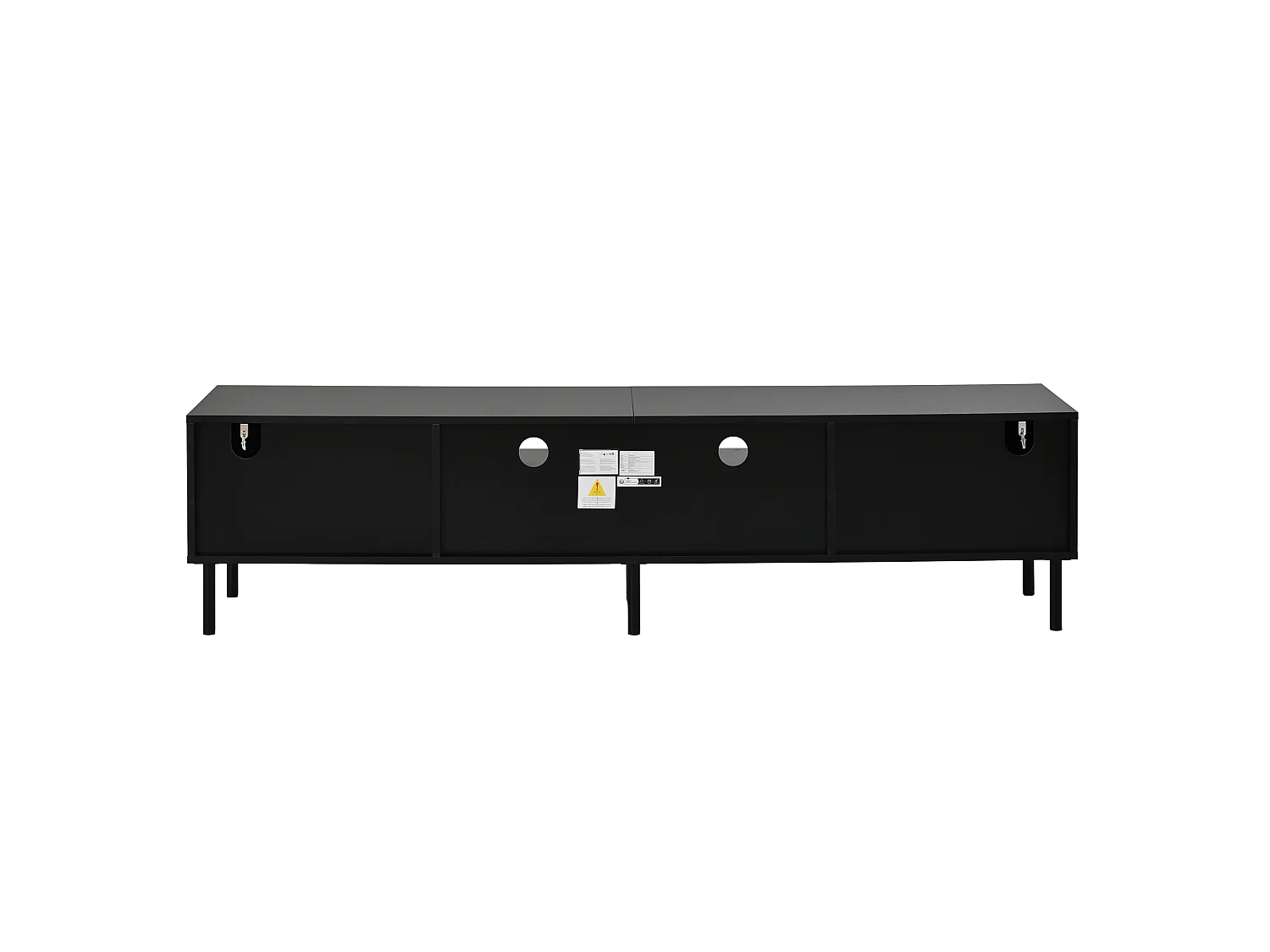 TV-Möbel mit 2 Türen, 2 Schubladen und geschlossenem Stauraum – Spanplatte – 180 x 40 x 45 cm – Naturholz + Schwarz