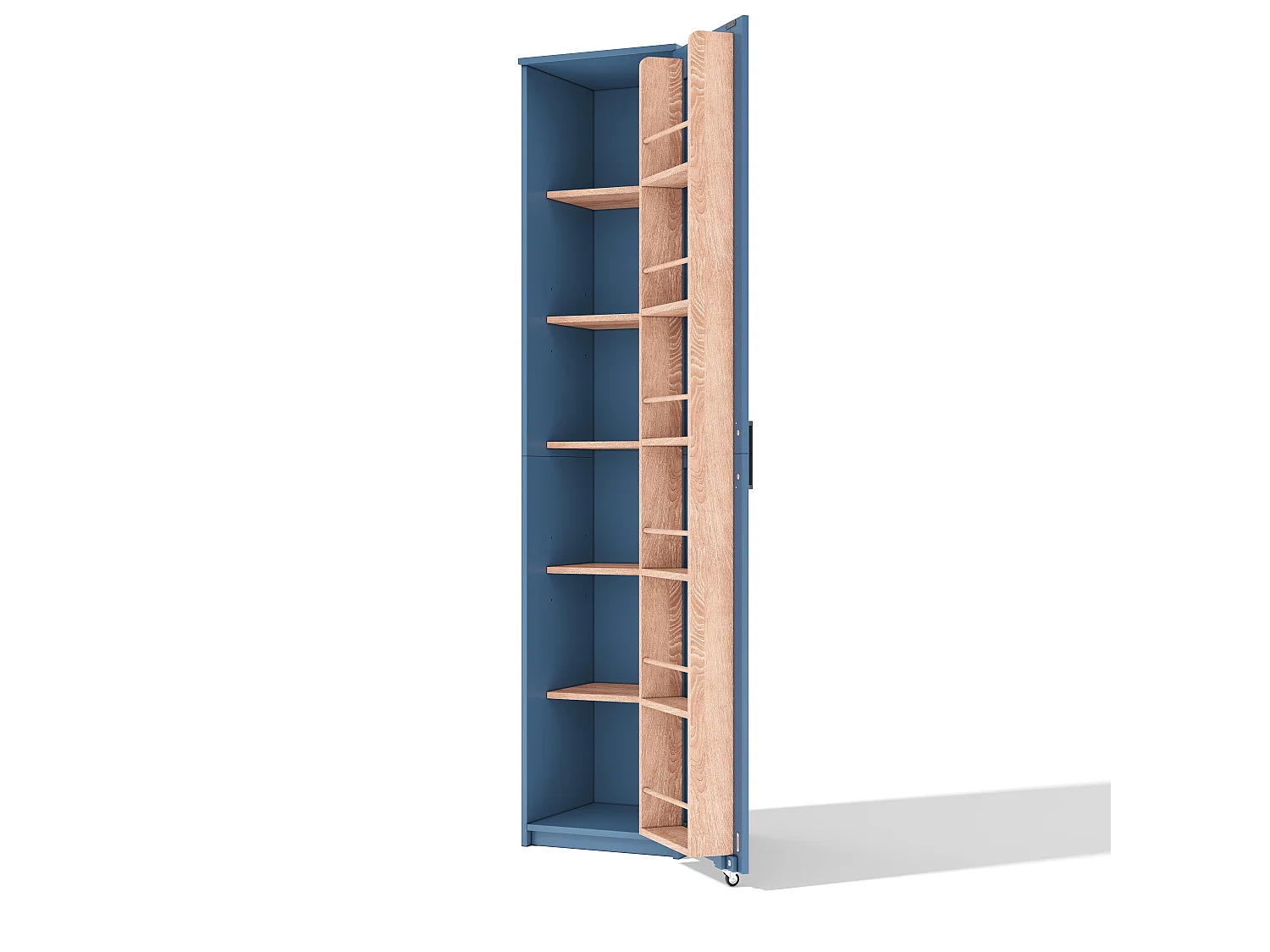 Bufé de cocina 40x40x183cm - con 1 puerta - estantes ajustables - con estante para especias - Azul