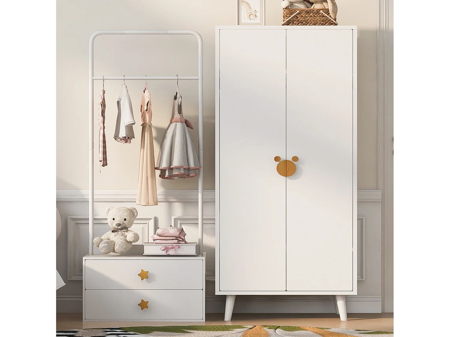 Skåp 70 × 55 × 170 cm - 2 dörrar - med förvaringsfack - vit