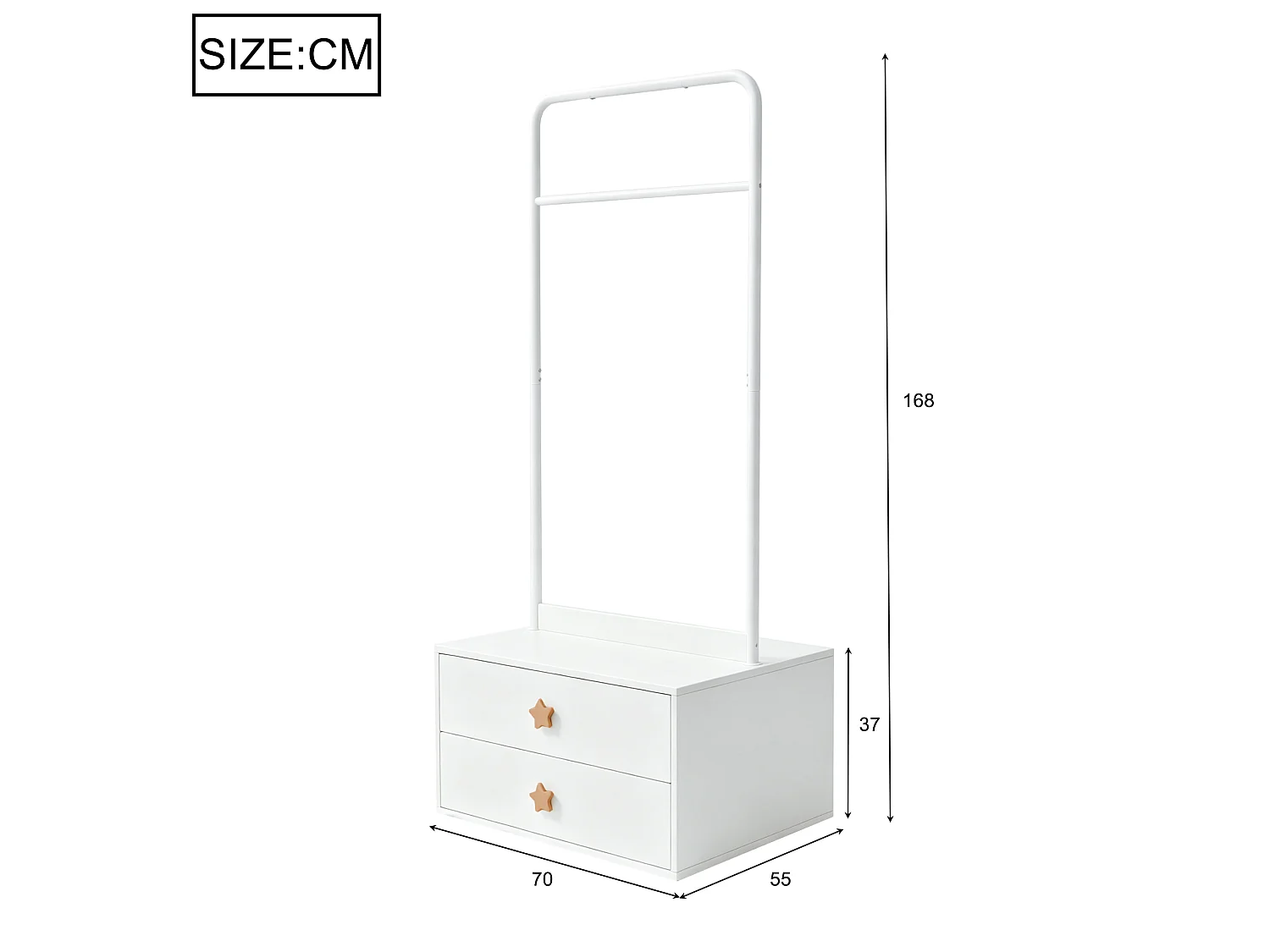 Skåp 70 × 55 × 170 cm - 2 dörrar - med förvaringsfack - vit