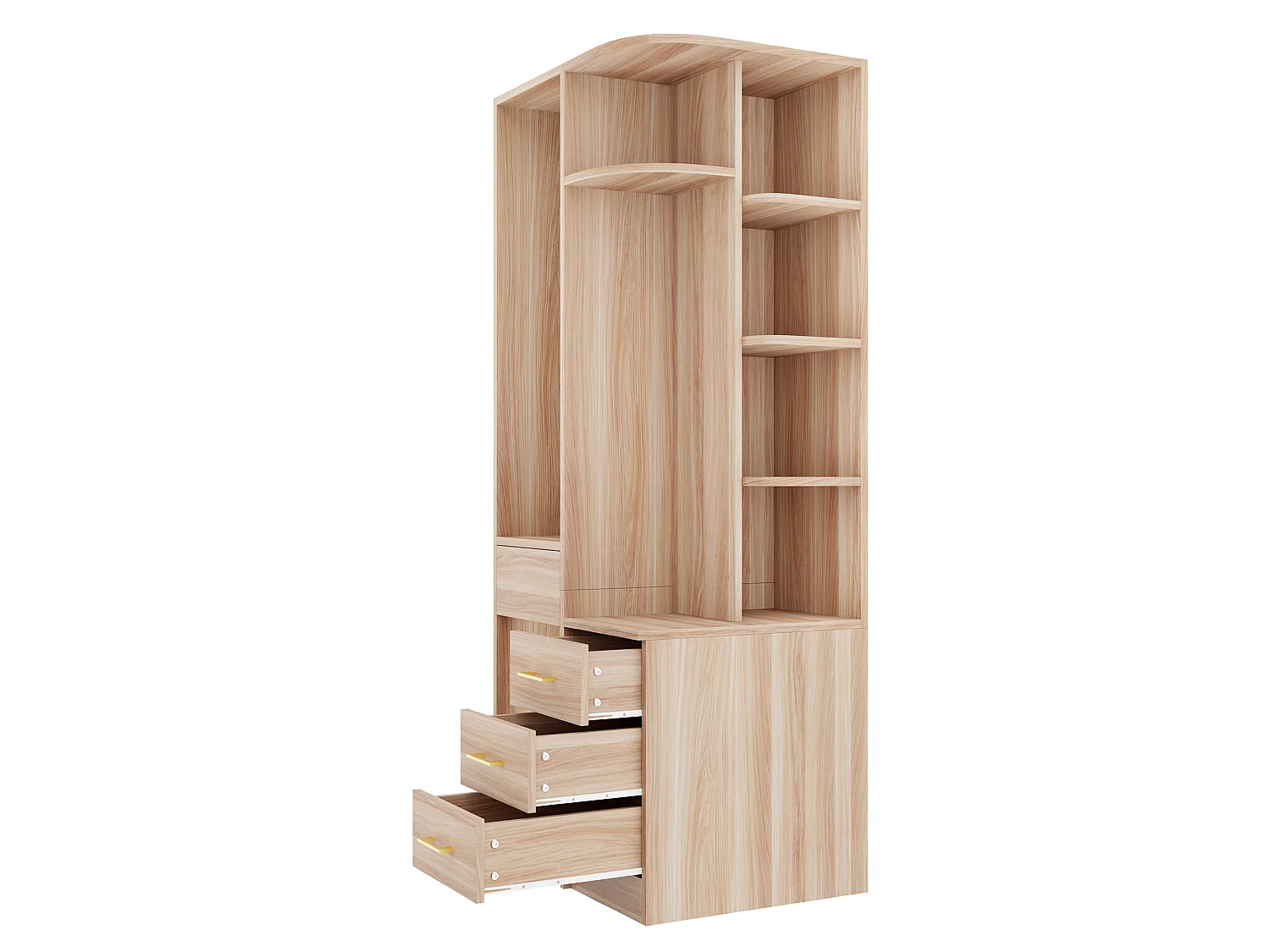 Schrank 70 × 55 × 175 cm - mit 3 Schubladen - mit Aufbewahrungsfächern - natur