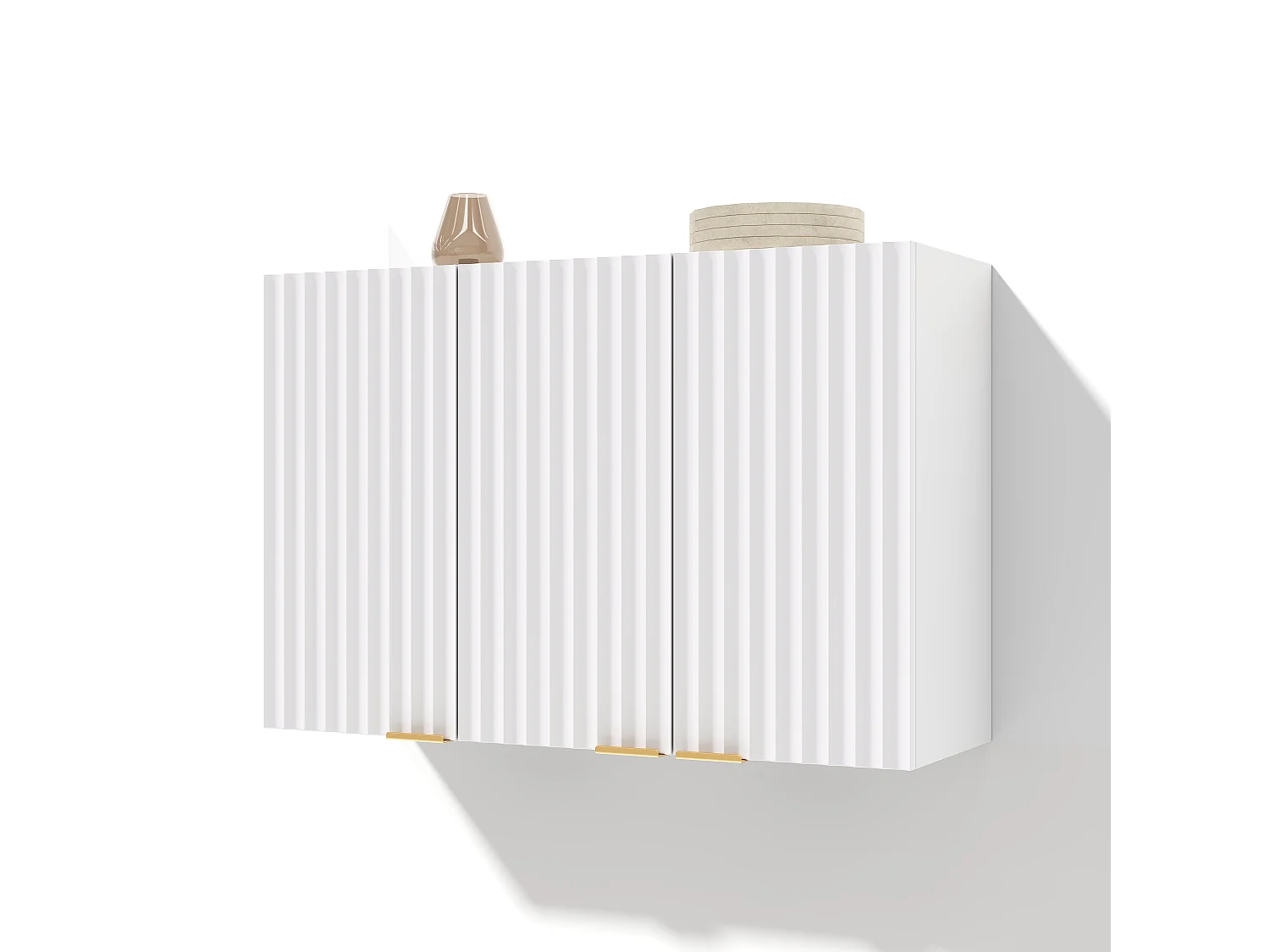Meubel voor aan de muur in de keuken 90×29×60 cm - met 3 deuren - golfvormige deur - Wit