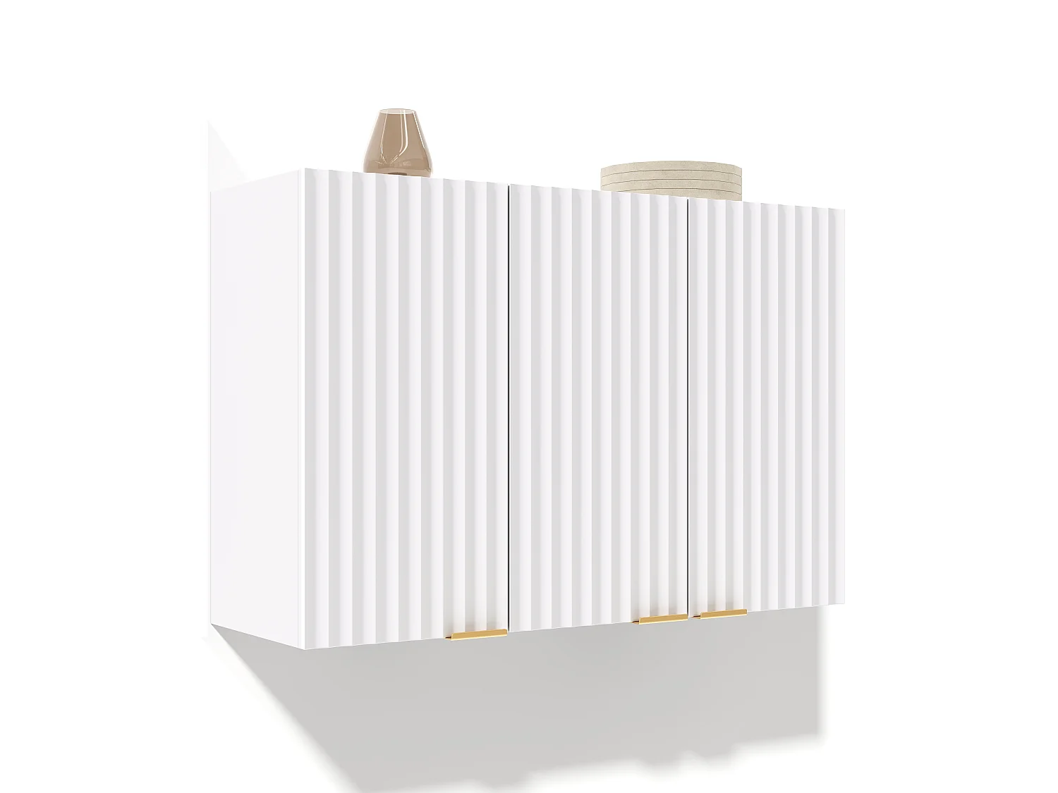 Meubel voor aan de muur in de keuken 90×29×60 cm - met 3 deuren - golfvormige deur - Wit