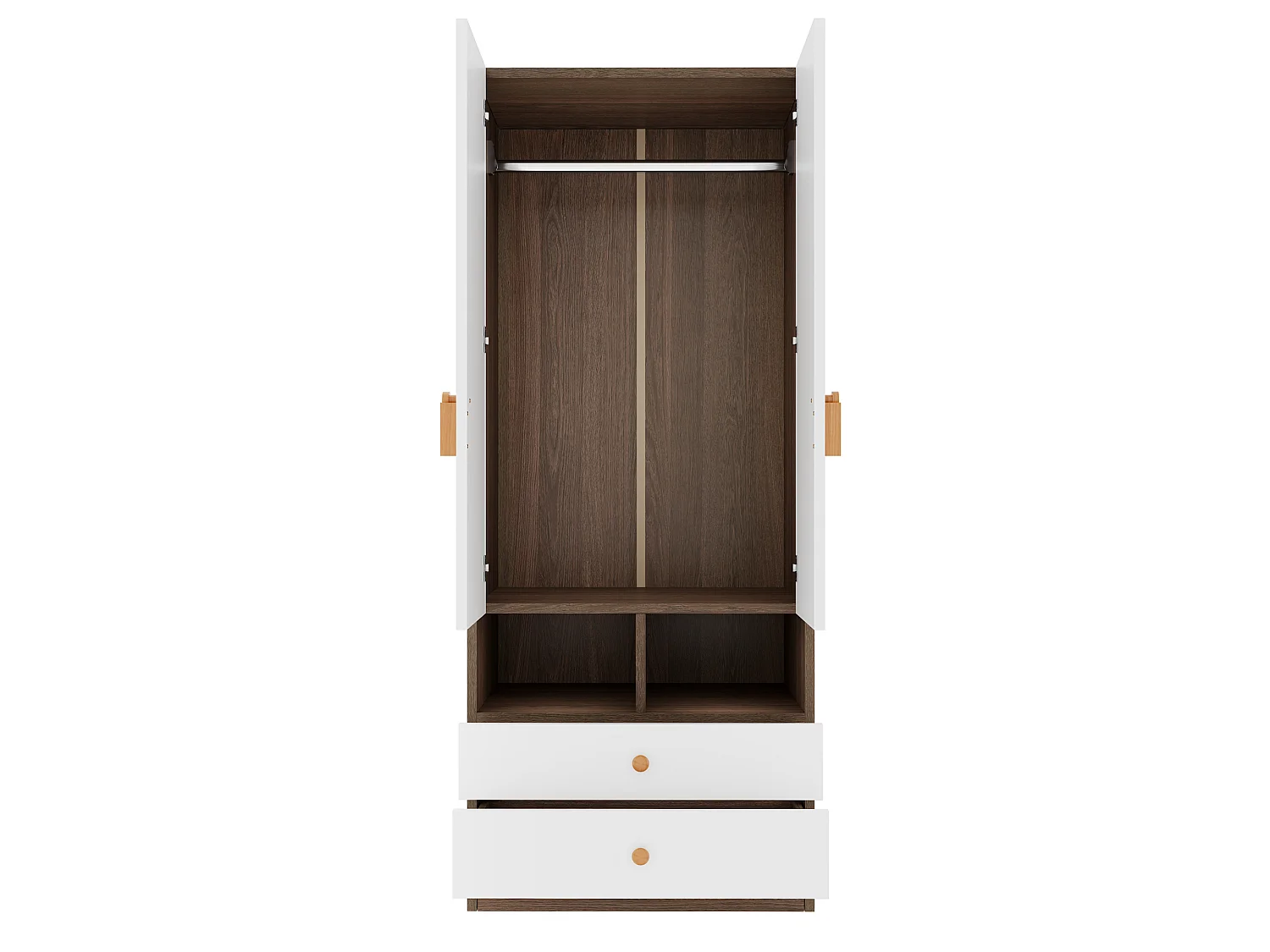 Enkel garderob 70 × 50 × 170 cm - med 2 lådor - natur
