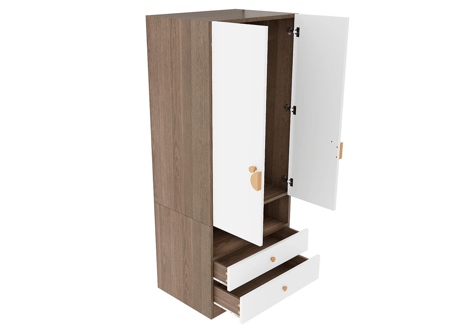 Enkel garderob 70 × 50 × 170 cm - med 2 lådor - natur