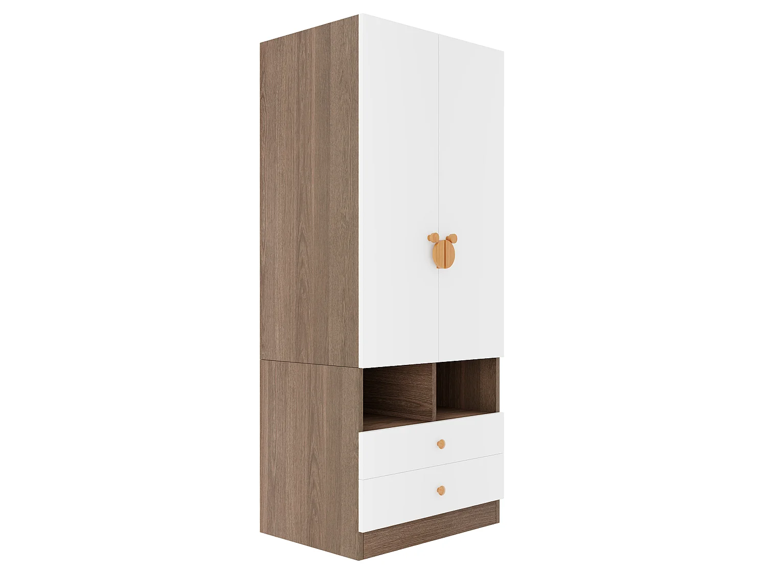 Enkel garderob 70 × 50 × 170 cm - med 2 lådor - natur