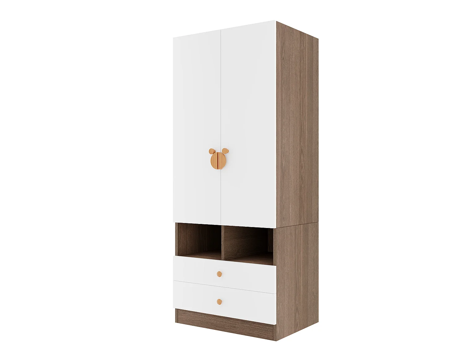 Enkel garderob 70 × 50 × 170 cm - med 2 lådor - natur