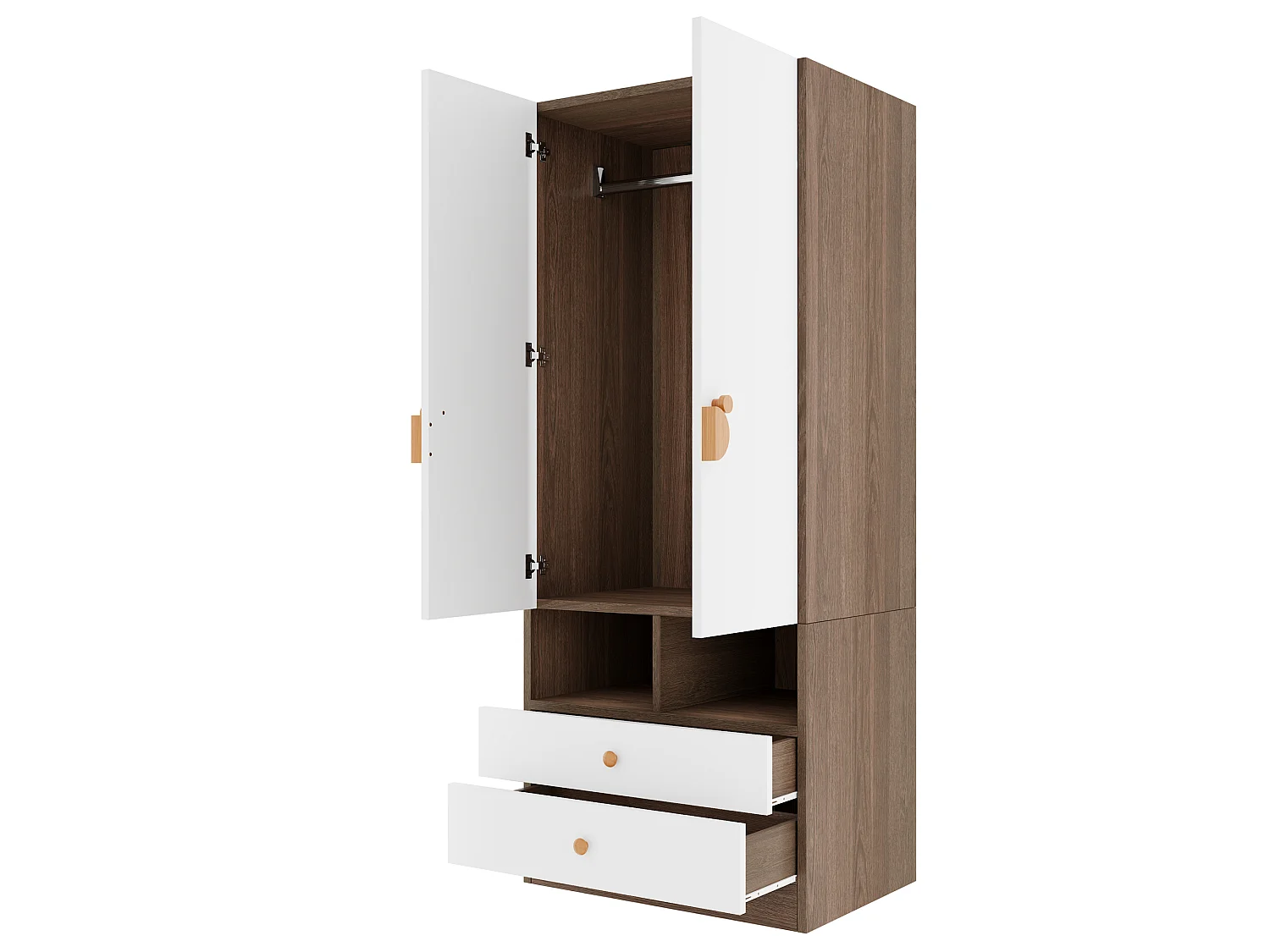 Enkel garderob 70 × 50 × 170 cm - med 2 lådor - natur