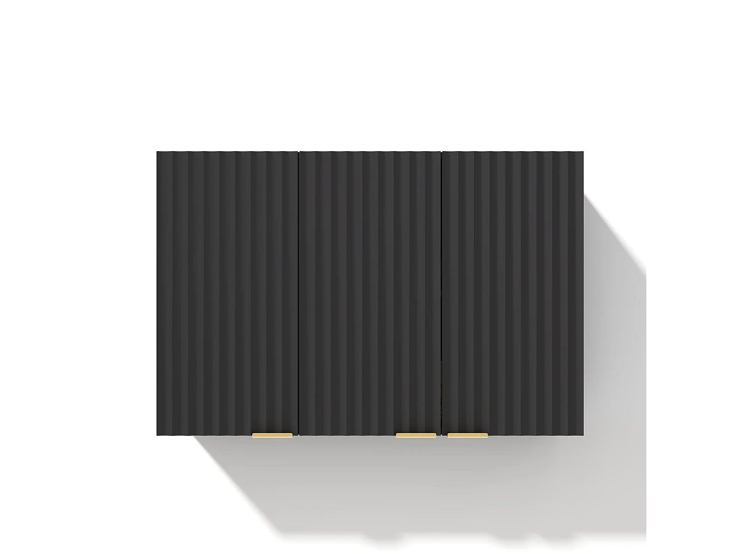 Meubel voor aan de muur 90×29×60 cm - met 3 deuren - golfvormige deur - Zwart