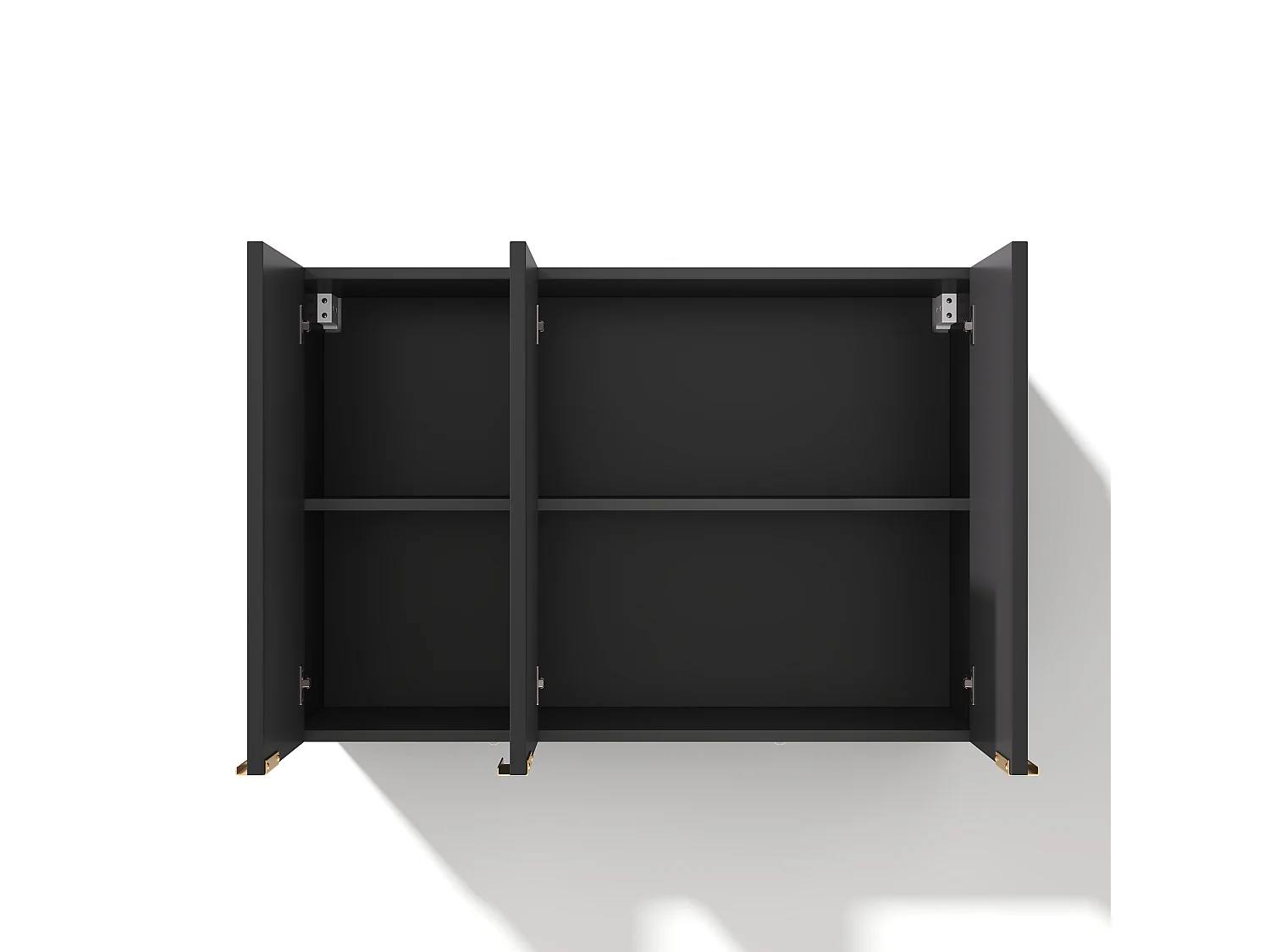 Meubel voor aan de muur 90×29×60 cm - met 3 deuren - golfvormige deur - Zwart