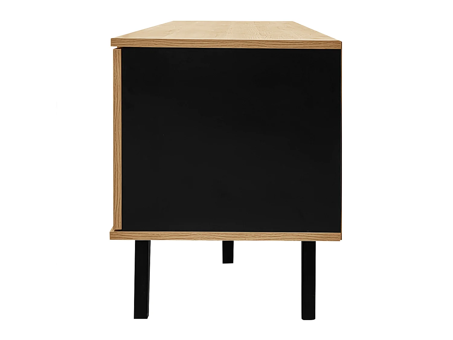 TV-Möbel mit 2 Türen und 1 Schublade – 170 x 40 x 50,5 cm – Spanplatte – Natur und Schwarz