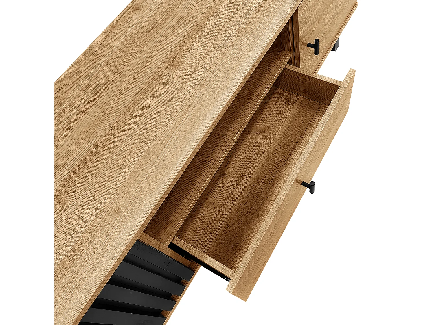 TV-Möbel mit 2 Türen und 1 Schublade – 170 x 40 x 50,5 cm – Spanplatte – Natur und Schwarz