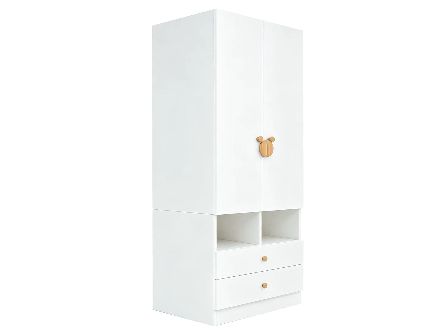 Armario simple 70 × 50 × 170 cm - con 2 cajones - blanco