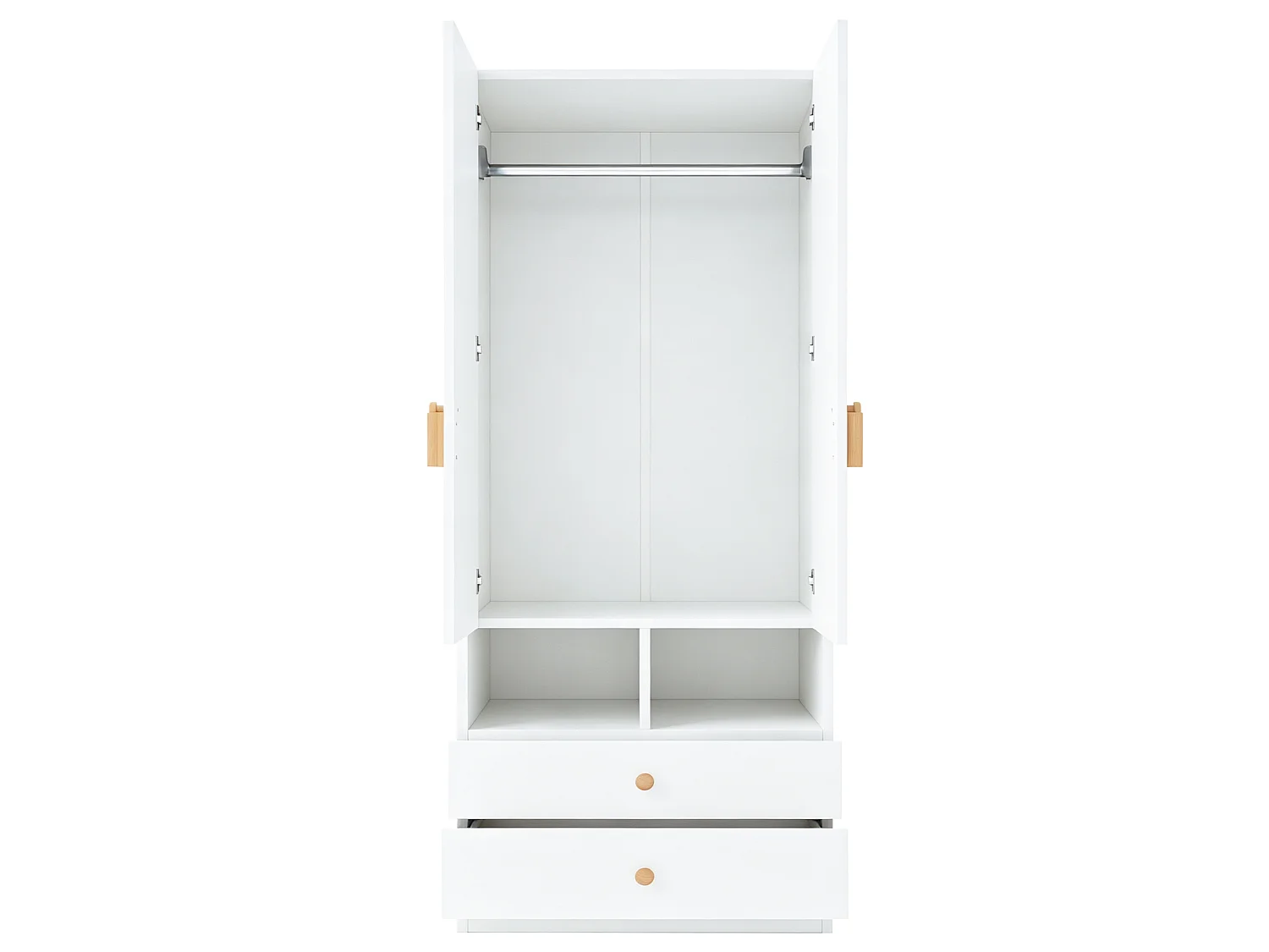Armario simple 70 × 50 × 170 cm - con 2 cajones - blanco