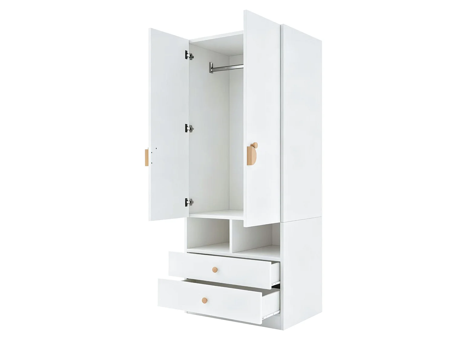 Armario simple 70 × 50 × 170 cm - con 2 cajones - blanco
