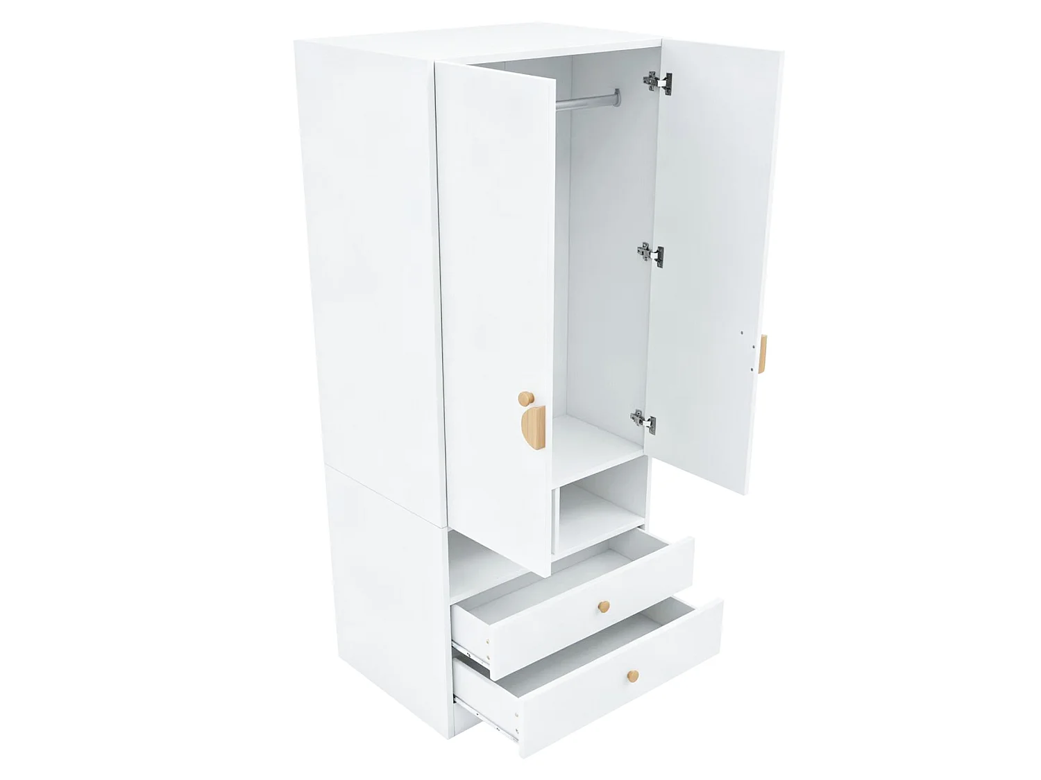 Armario simple 70 × 50 × 170 cm - con 2 cajones - blanco