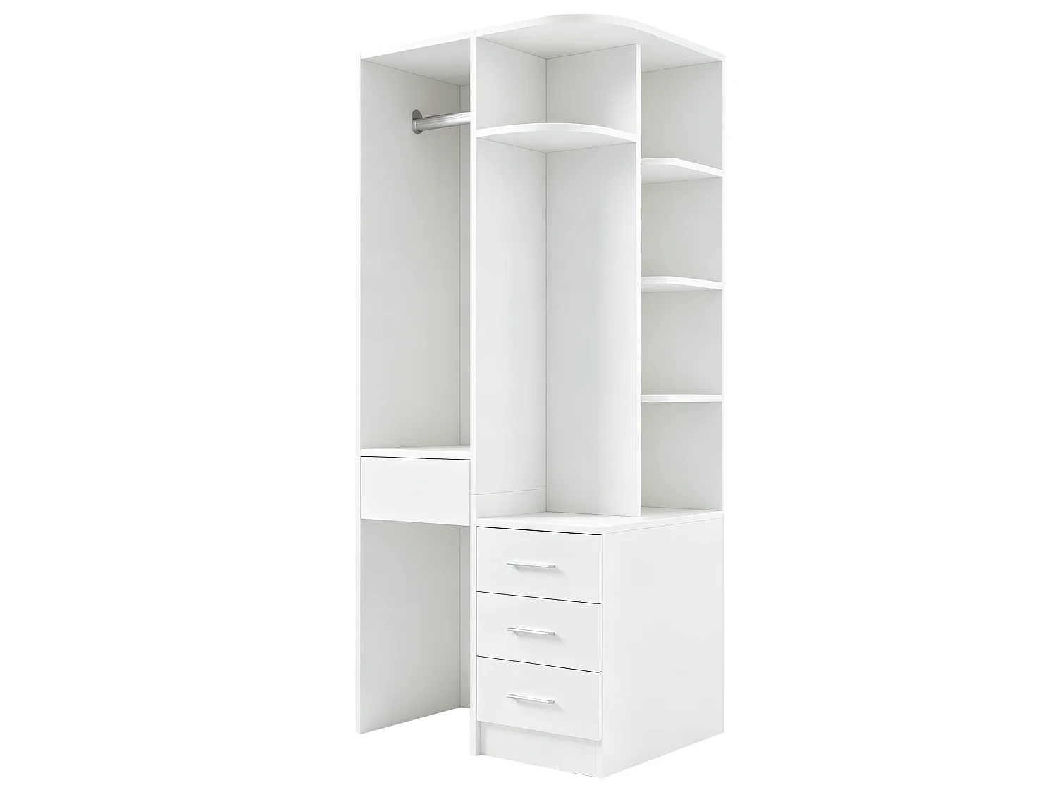 Szafa 70 × 55 × 175 cm - z 3 szufladami - z przegrodami do przechowywania - biała