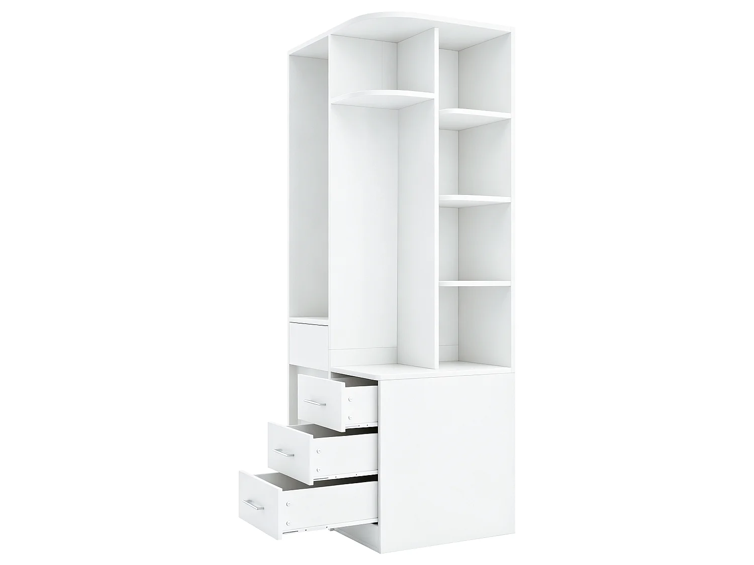Szafa 70 × 55 × 175 cm - z 3 szufladami - z przegrodami do przechowywania - biała