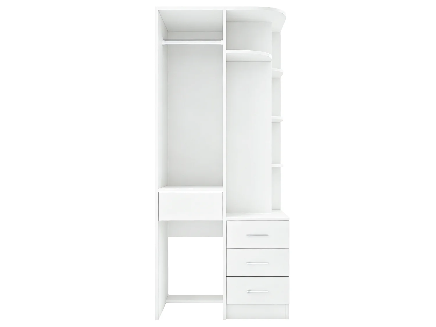 Szafa 70 × 55 × 175 cm - z 3 szufladami - z przegrodami do przechowywania - biała