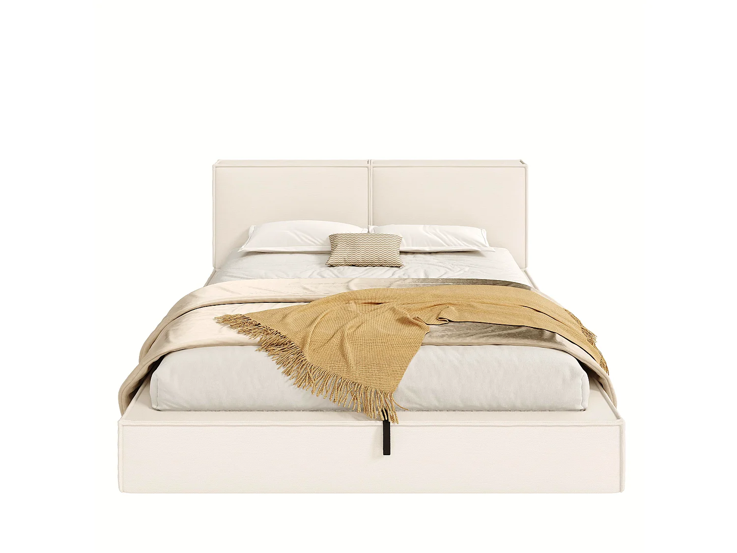 Letto contenitore imbottito 180 x 200 cm - con testiera imbottita - con rete a doghe - lino - beige (materasso non incluso)