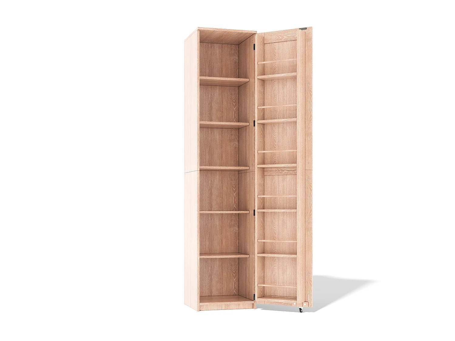 Køkkenbuffet 40x40x183cm - med 1 dør - justerbare hylder - med krydderihylde - Natur