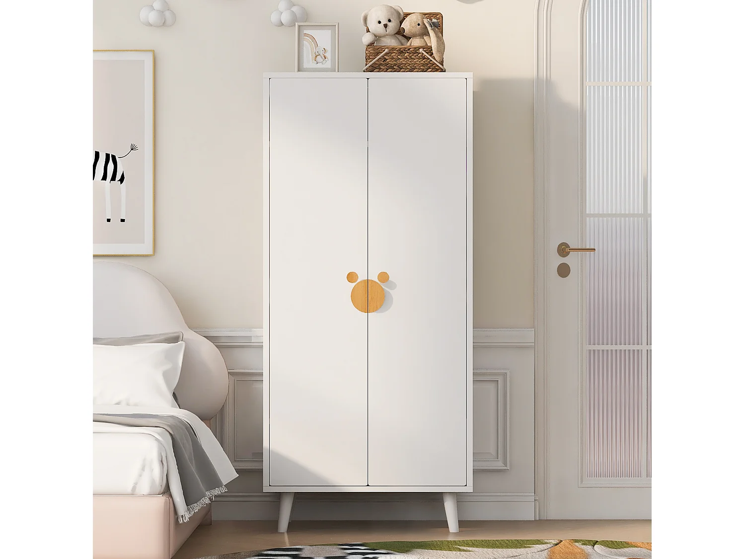 Skåp 70 × 55 × 170 cm - 2 dörrar - med förvaringsfack - vit